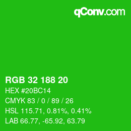 Color code: RGB 32 188 20 | qconv.com