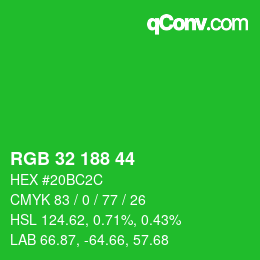 Color code: RGB 32 188 44 | qconv.com
