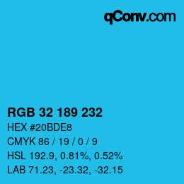 Color code: RGB 32 189 232 | qconv.com
