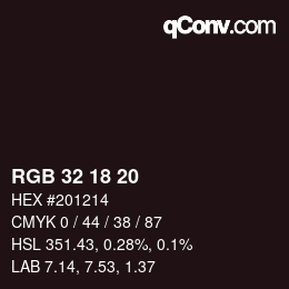 Color code: RGB 32 18 20 | qconv.com