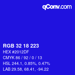 Color code: RGB 32 18 223 | qconv.com