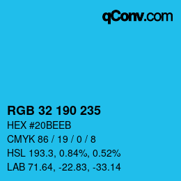 Color code: RGB 32 190 235 | qconv.com