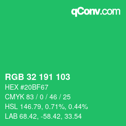 Color code: RGB 32 191 103 | qconv.com