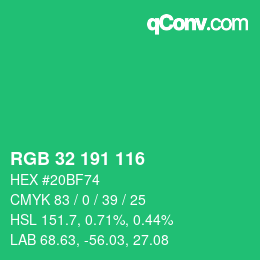 Color code: RGB 32 191 116 | qconv.com