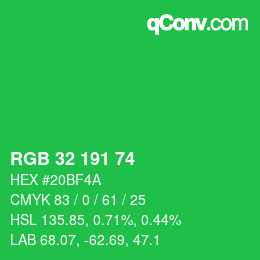 Color code: RGB 32 191 74 | qconv.com