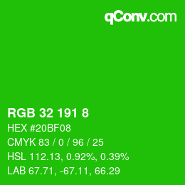 Color code: RGB 32 191 8 | qconv.com