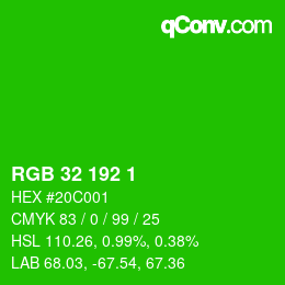 Color code: RGB 32 192 1 | qconv.com