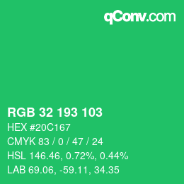 カラーコード: RGB 32 193 103 | qconv.com