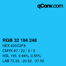 Color code: RGB 32 194 248 | qconv.com