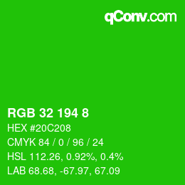 颜色代码: RGB 32 194 8 | qconv.com