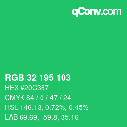 Color code: RGB 32 195 103 | qconv.com