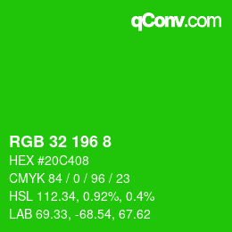Color code: RGB 32 196 8 | qconv.com