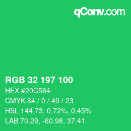 Color code: RGB 32 197 100 | qconv.com