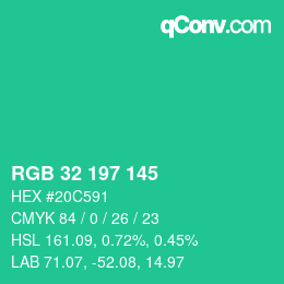 Color code: RGB 32 197 145 | qconv.com