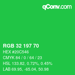 Color code: RGB 32 197 70 | qconv.com