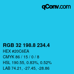 カラーコード: RGB 32 198.8 234.4 | qconv.com