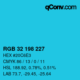 Color code: RGB 32 198 227 | qconv.com