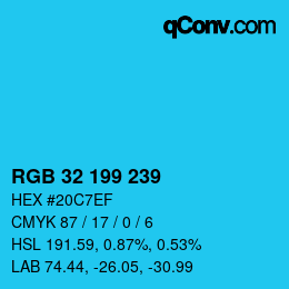 Color code: RGB 32 199 239 | qconv.com
