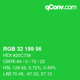 Color code: RGB 32 199 56 | qconv.com