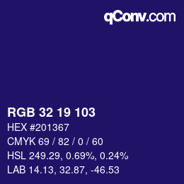 Color code: RGB 32 19 103 | qconv.com