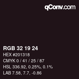カラーコード: RGB 32 19 24 | qconv.com