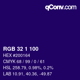 Color code: RGB 32 1 100 | qconv.com