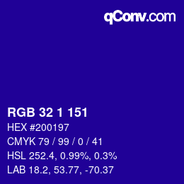 Color code: RGB 32 1 151 | qconv.com