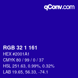 Color code: RGB 32 1 161 | qconv.com
