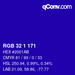 Color code: RGB 32 1 171 | qconv.com