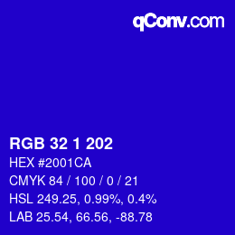 Color code: RGB 32 1 202 | qconv.com