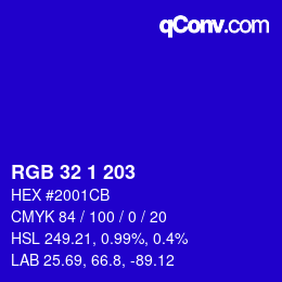 Color code: RGB 32 1 203 | qconv.com