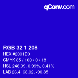 Color code: RGB 32 1 208 | qconv.com