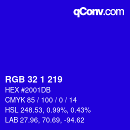 カラーコード: RGB 32 1 219 | qconv.com