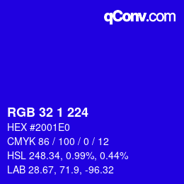 Color code: RGB 32 1 224 | qconv.com