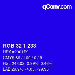 Color code: RGB 32 1 233 | qconv.com