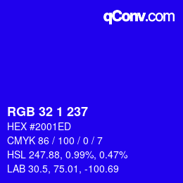 Color code: RGB 32 1 237 | qconv.com