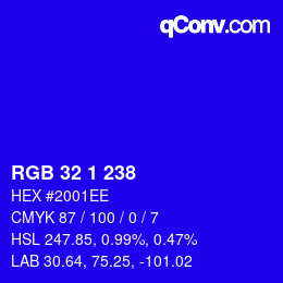 Color code: RGB 32 1 238 | qconv.com