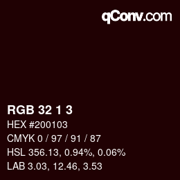 Color code: RGB 32 1 3 | qconv.com