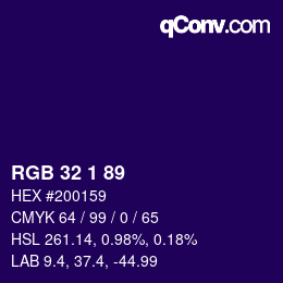 カラーコード: RGB 32 1 89 | qconv.com