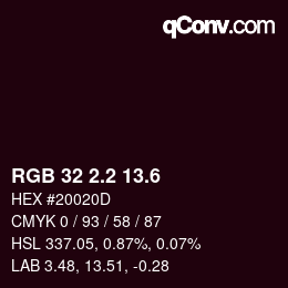 カラーコード: RGB 32 2.2 13.6 | qconv.com