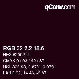 カラーコード: RGB 32 2.2 18.6 | qconv.com