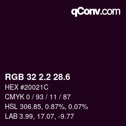 カラーコード: RGB 32 2.2 28.6 | qconv.com