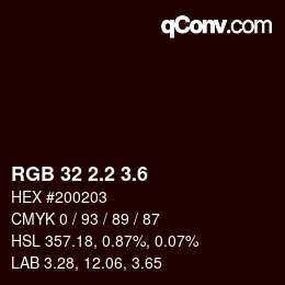カラーコード: RGB 32 2.2 3.6 | qconv.com