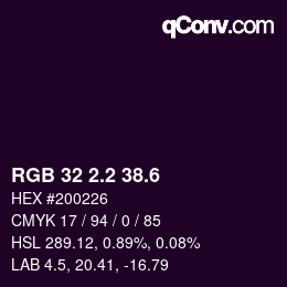 カラーコード: RGB 32 2.2 38.6 | qconv.com