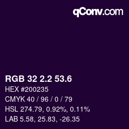 カラーコード: RGB 32 2.2 53.6 | qconv.com