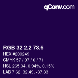 カラーコード: RGB 32 2.2 73.6 | qconv.com