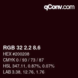 カラーコード: RGB 32 2.2 8.6 | qconv.com