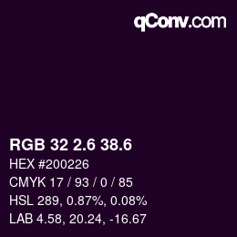 カラーコード: RGB 32 2.6 38.6 | qconv.com