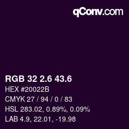 カラーコード: RGB 32 2.6 43.6 | qconv.com