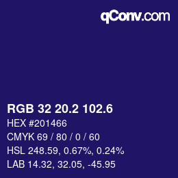 カラーコード: RGB 32 20.2 102.6 | qconv.com